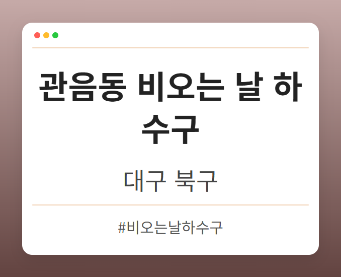 관음동 비오는 날 하수구 - 대구 북구 관음동 비오는 날 하수구 전문업체