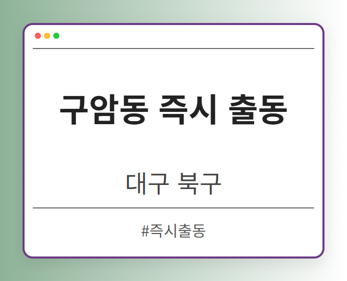 구암동 즉시 출동 - 대구 북구 구암동 즉시 출동 전문업체