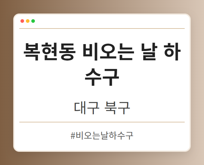 복현동 비오는 날 하수구 - 대구 북구 복현동 비오는 날 하수구 전문업체