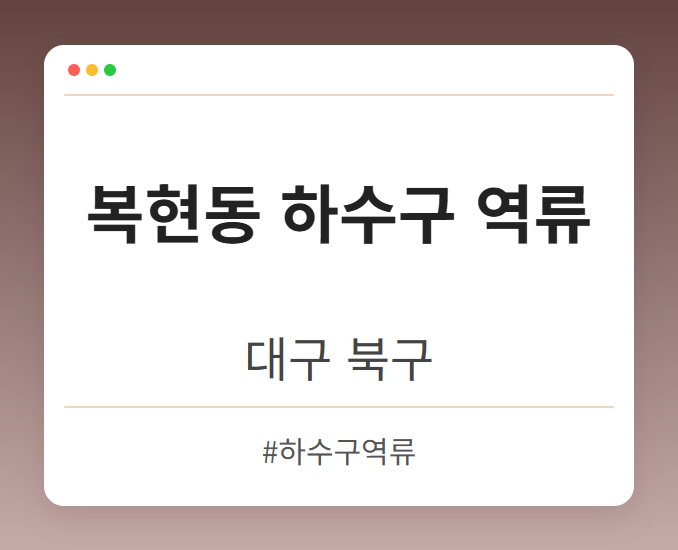 복현동 하수구 역류 - 대구 북구 복현동 하수구 역류 전문업체