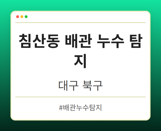 침산동 배관 누수 탐지 - 대구 북구 침산동 배관 누수 탐지 전문업체