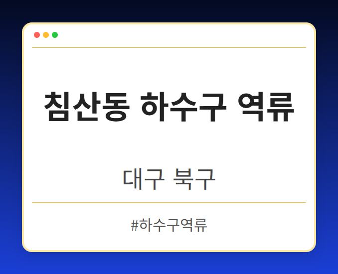 침산동 하수구 역류 - 대구 북구 침산동 하수구 역류 전문업체