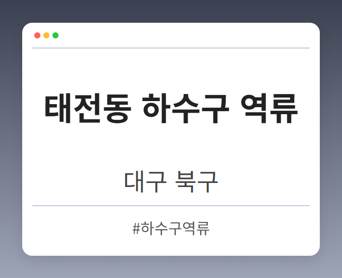 태전동 하수구 역류 - 대구 북구 태전동 하수구 역류 전문업체